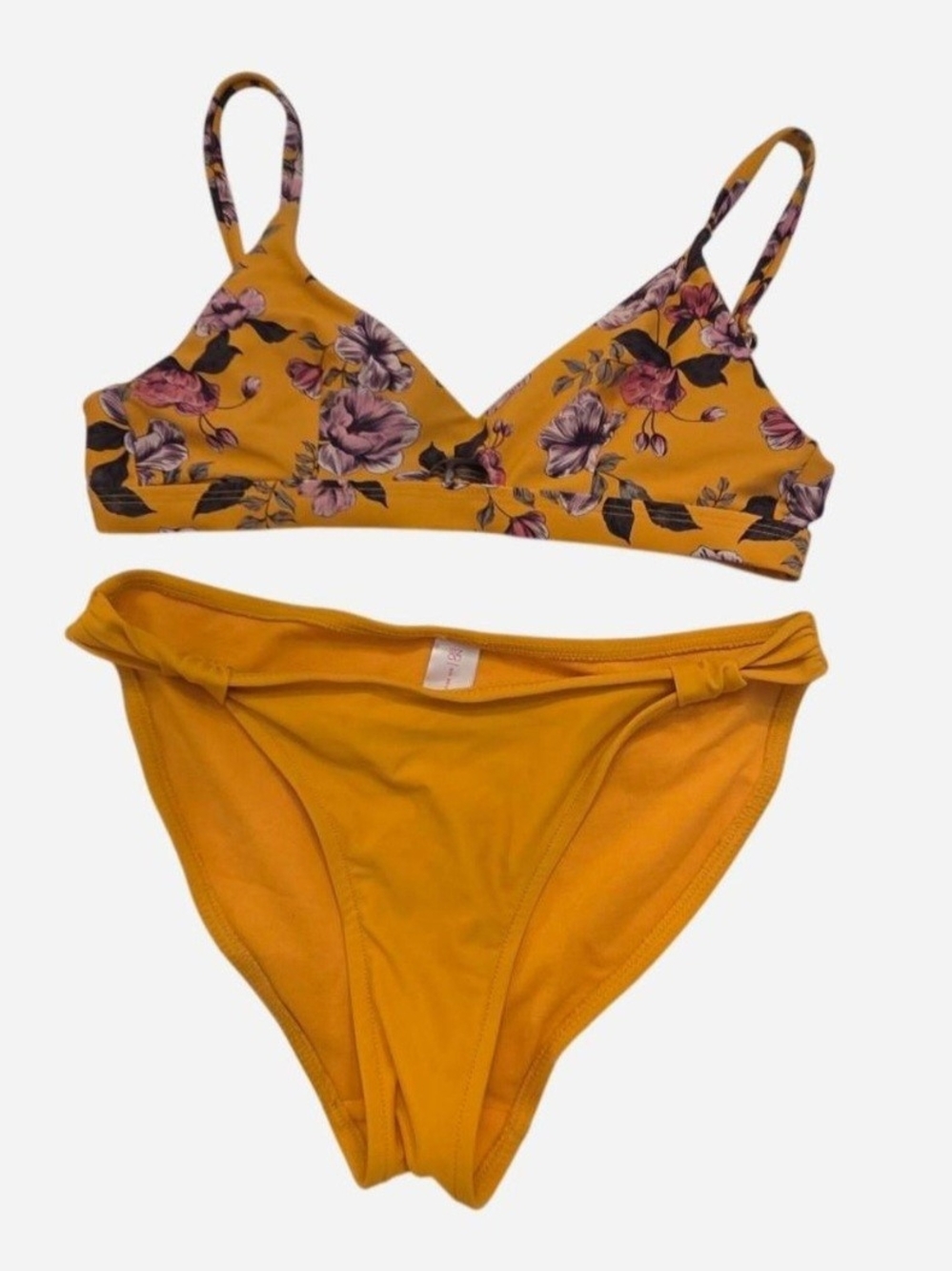 No Boundaries Mustard Yellow Floral Bikini Set Size Small